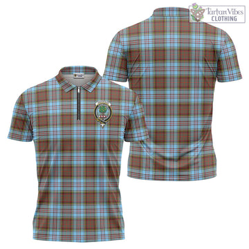 Anderson Ancient Tartan Zipper Polo Shirt with Family Crest