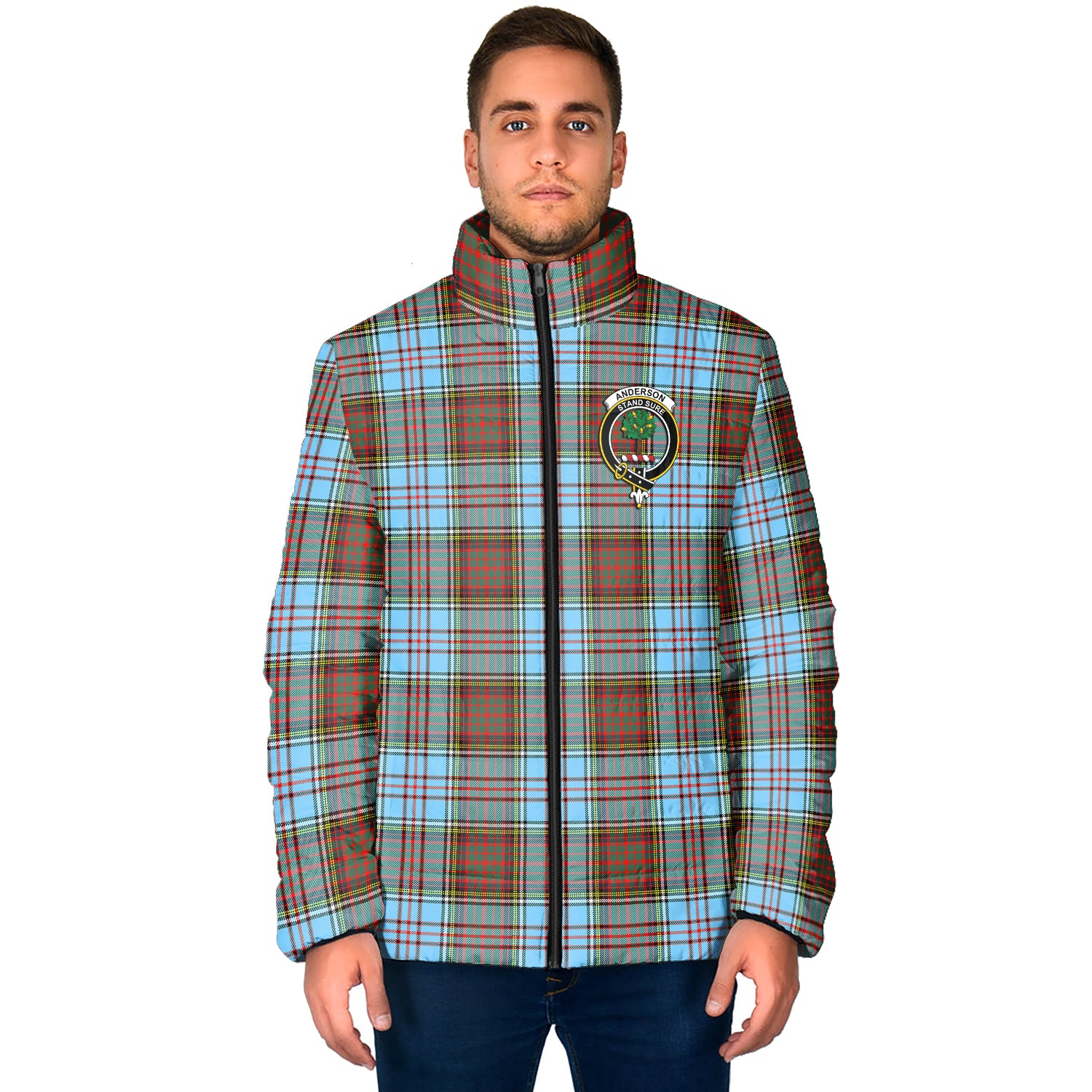 Anderson Ancient Tartan Padded Jacket with Family Crest - Tartanvibesclothing