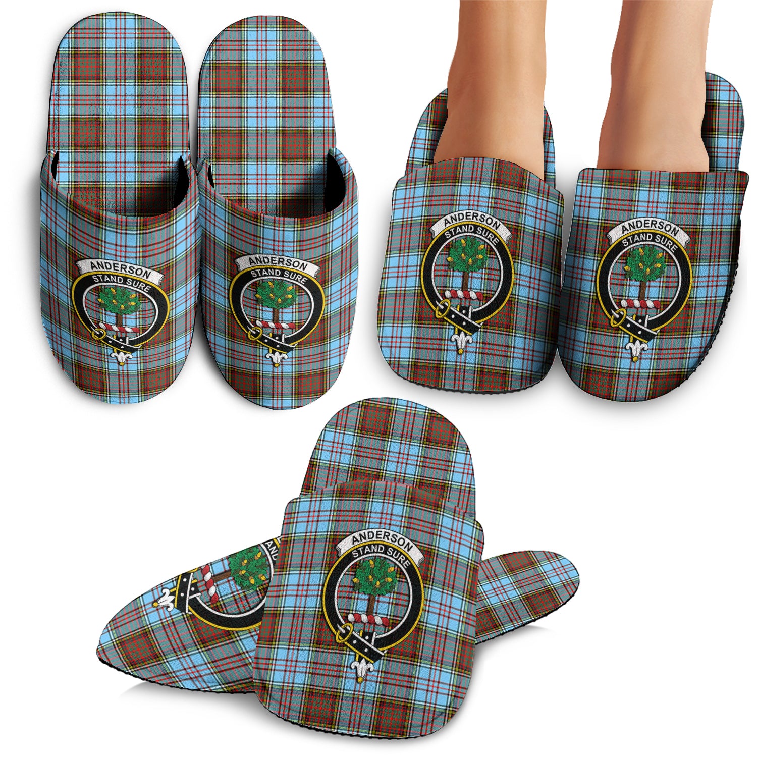 Anderson Ancient Tartan Home Slippers with Family Crest - Tartanvibesclothing