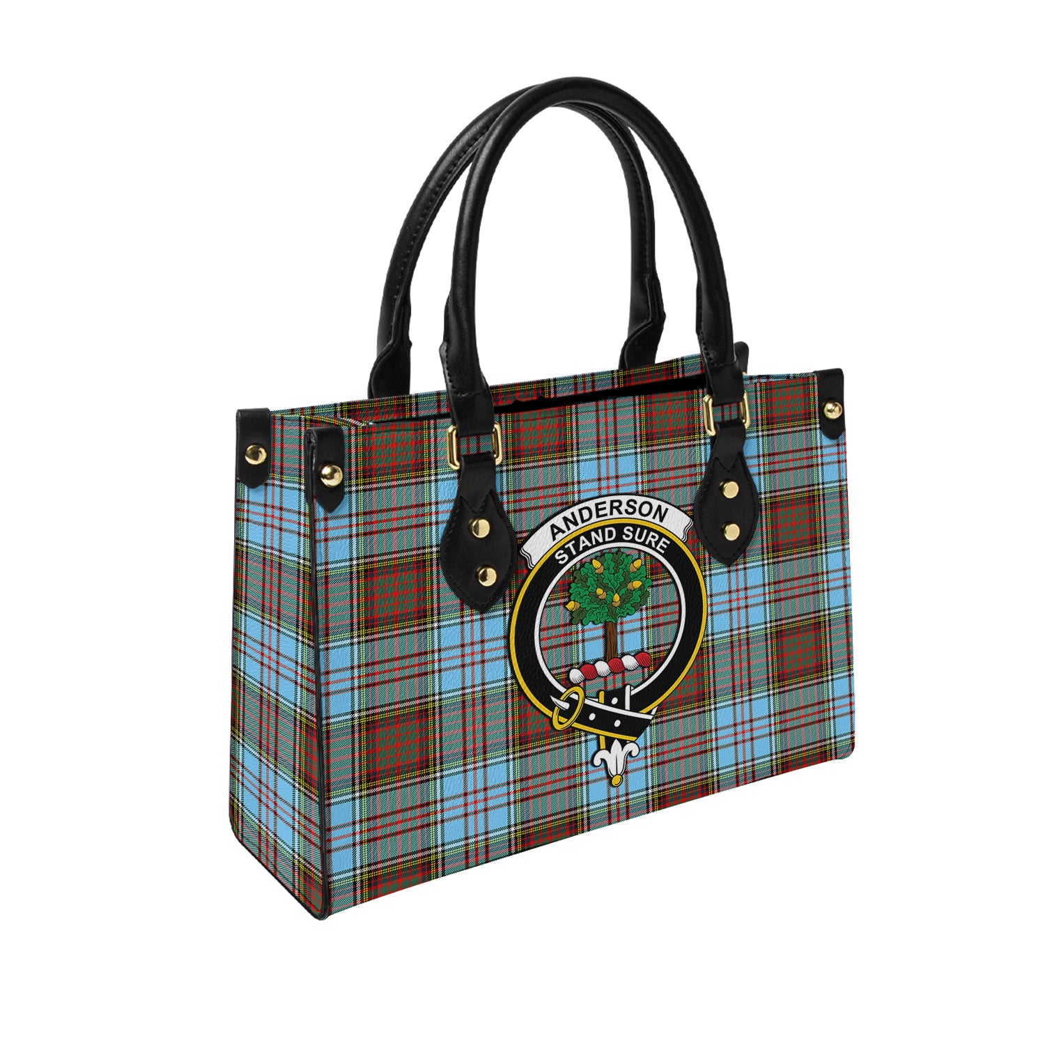 Anderson Ancient Tartan Leather Bag with Family Crest - Tartanvibesclothing