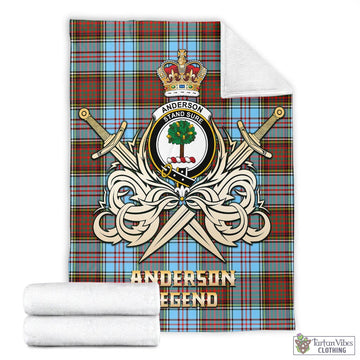 Anderson Ancient Tartan Blanket with Clan Crest and the Golden Sword of Courageous Legacy