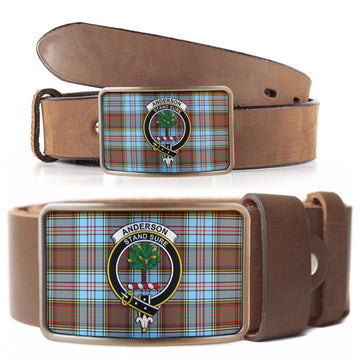 Anderson Ancient Tartan Belt Buckles with Family Crest