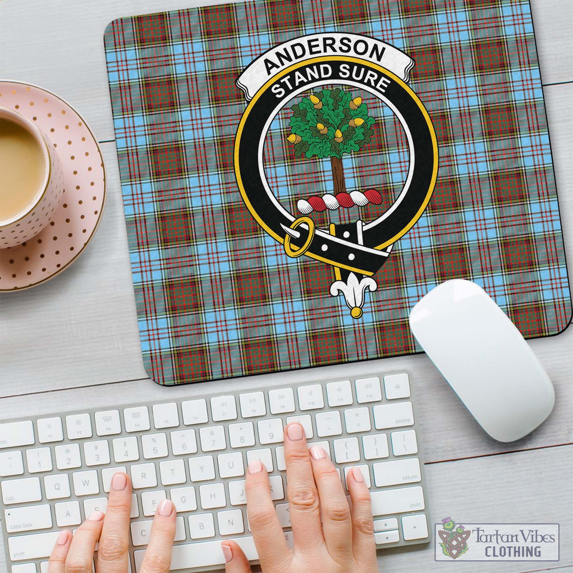 Tartan Vibes Clothing Anderson Ancient Tartan Mouse Pad with Family Crest