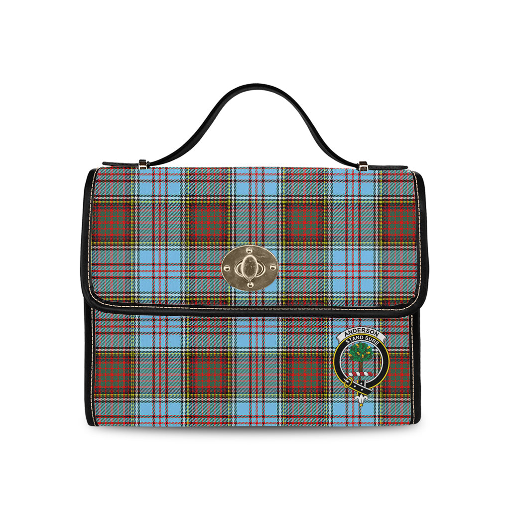 Anderson Ancient Tartan Leather Strap Waterproof Canvas Bag with Family Crest - Tartanvibesclothing