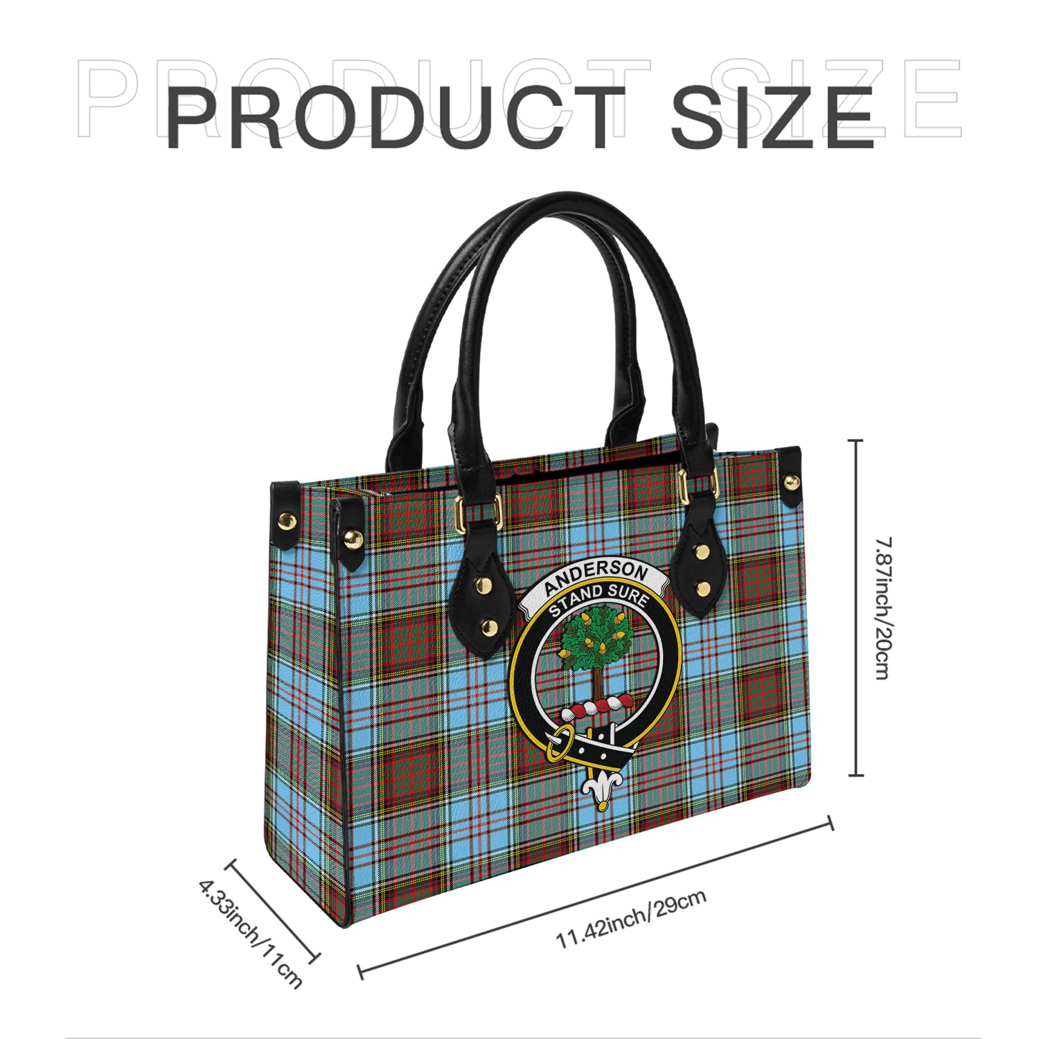 Anderson Ancient Tartan Leather Bag with Family Crest - Tartanvibesclothing