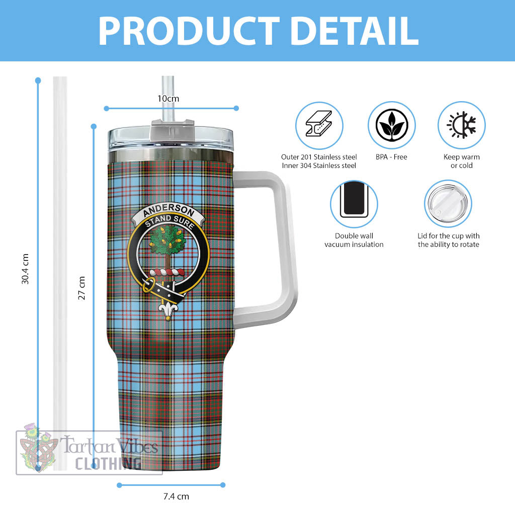 Tartan Vibes Clothing Anderson Ancient Tartan and Family Crest Tumbler with Handle