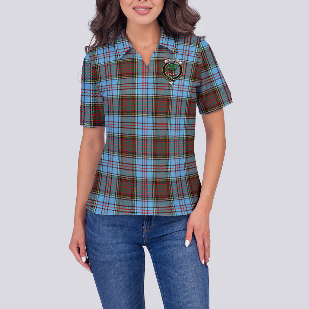 Anderson Ancient Tartan Polo Shirt with Family Crest For Women - Tartanvibesclothing