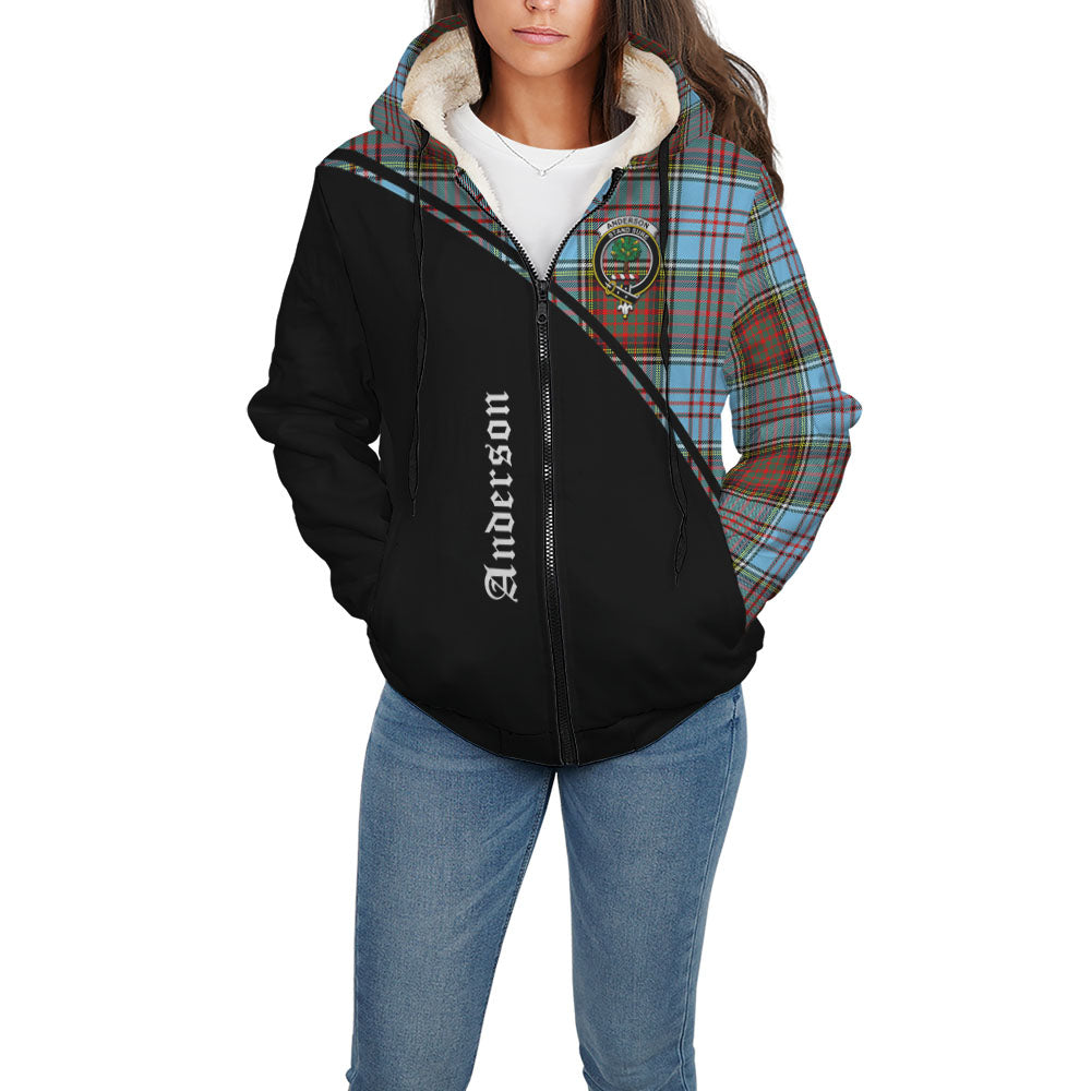 Anderson Ancient Tartan Sherpa Hoodie with Family Crest Curve Style - Tartanvibesclothing