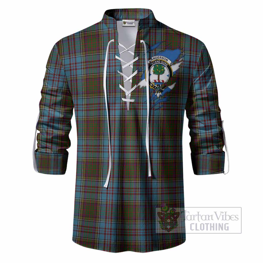 Anderson Clan Crest In Me Tartan Ghillie Shirt Scotland Flag Style