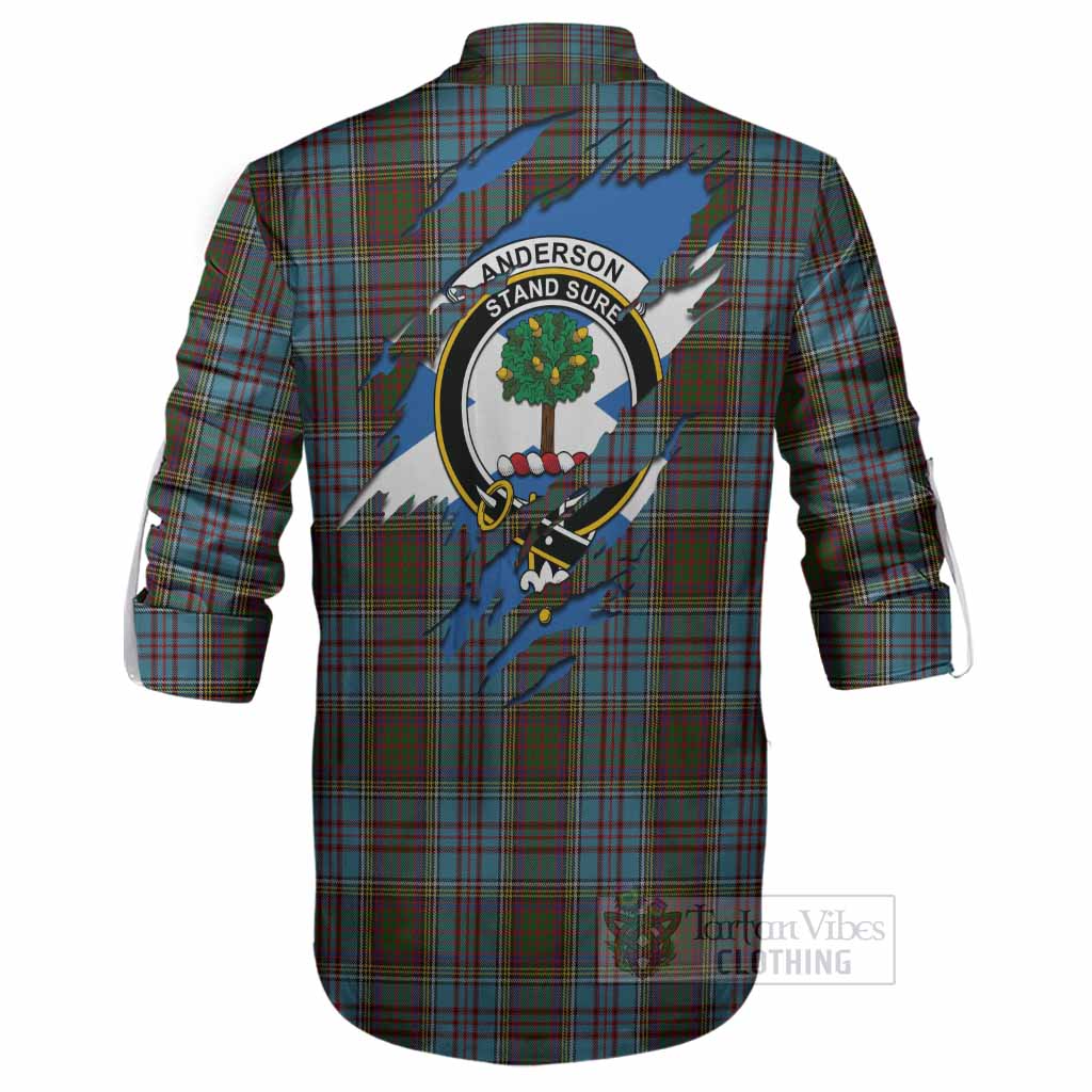 Anderson Clan Crest In Me Tartan Ghillie Shirt Scotland Flag Style