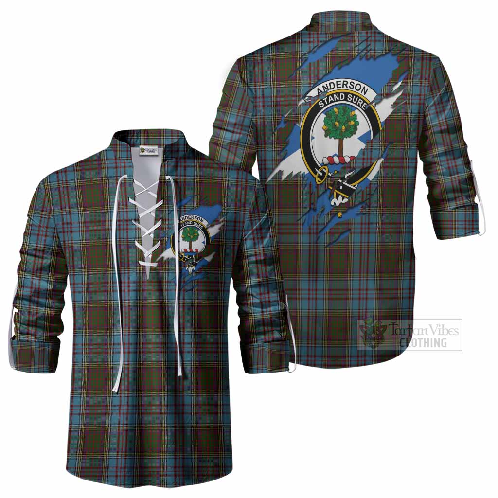 Anderson Clan Crest In Me Tartan Ghillie Shirt Scotland Flag Style