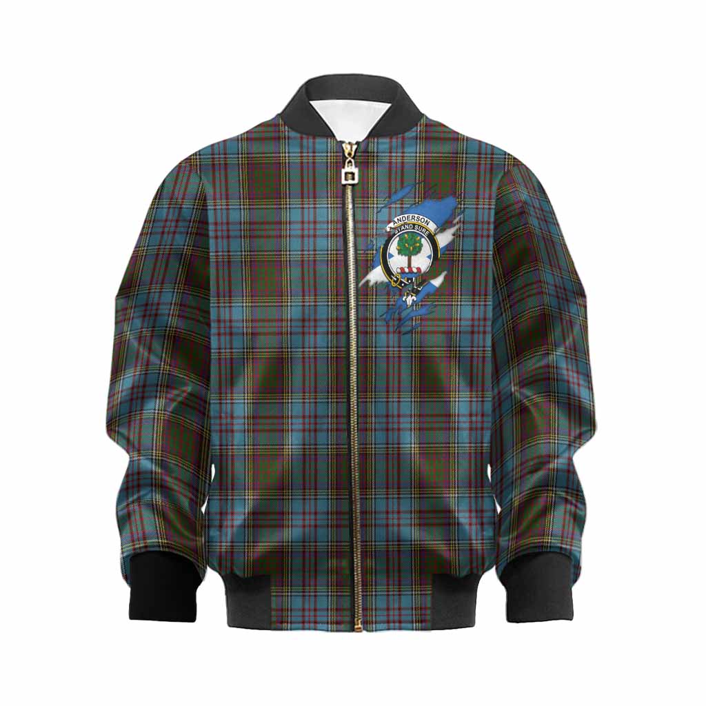 Anderson Clan Crest In Me Tartan Kid Bomber Jacket Scotland Flag Style