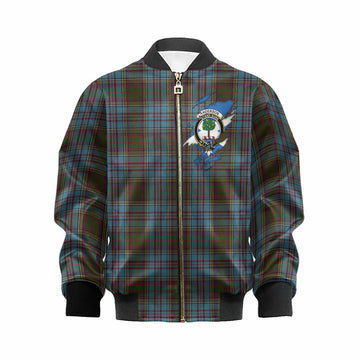 Anderson Clan Crest In Me Tartan Kid Bomber Jacket Scotland Flag Style