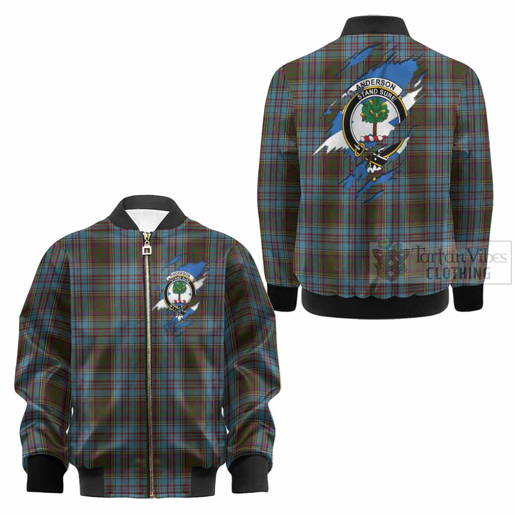 Anderson Clan Crest In Me Tartan Kid Bomber Jacket Scotland Flag Style