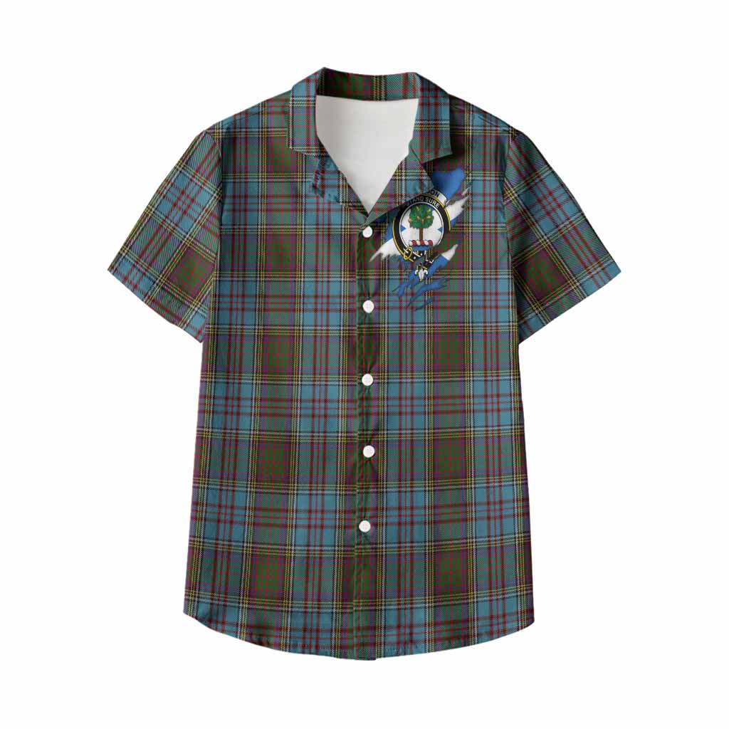 Anderson Clan Crest In Me Tartan Kid Hawaiian Shirt Scotland Flag Style