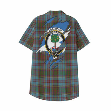 Anderson Clan Crest In Me Tartan Kid Hawaiian Shirt Scotland Flag Style