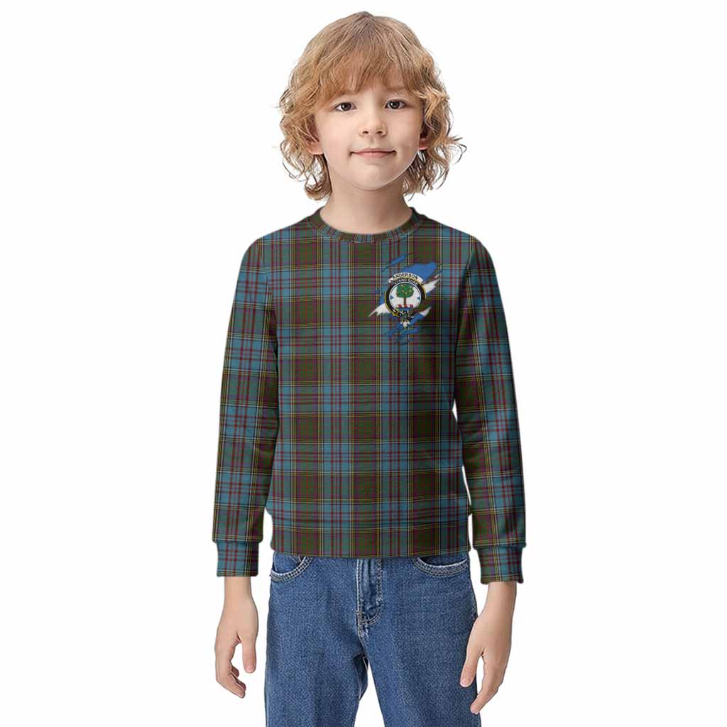 Anderson Clan Crest In Me Tartan Kid Knitted Sweatshirt Scotland Flag Style
