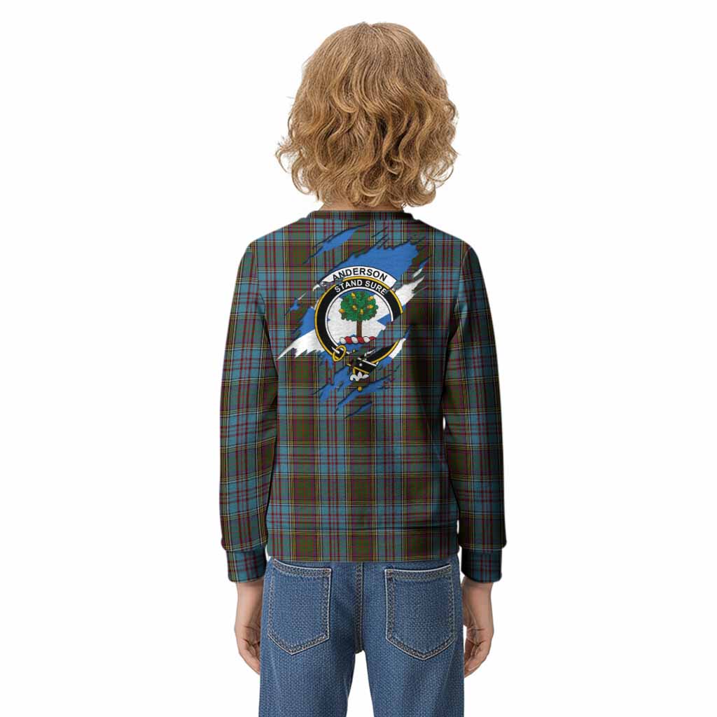 Anderson Clan Crest In Me Tartan Kid Knitted Sweatshirt Scotland Flag Style