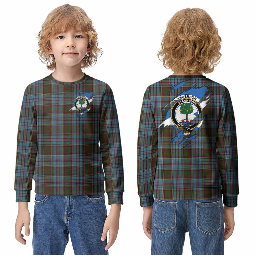 Anderson Clan Crest In Me Tartan Kid Knitted Sweatshirt Scotland Flag Style