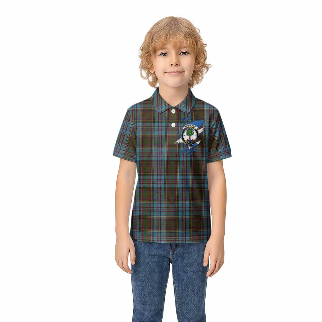 Anderson Clan Crest In Me Tartan Kid Polo Shirt Scotland Flag Style