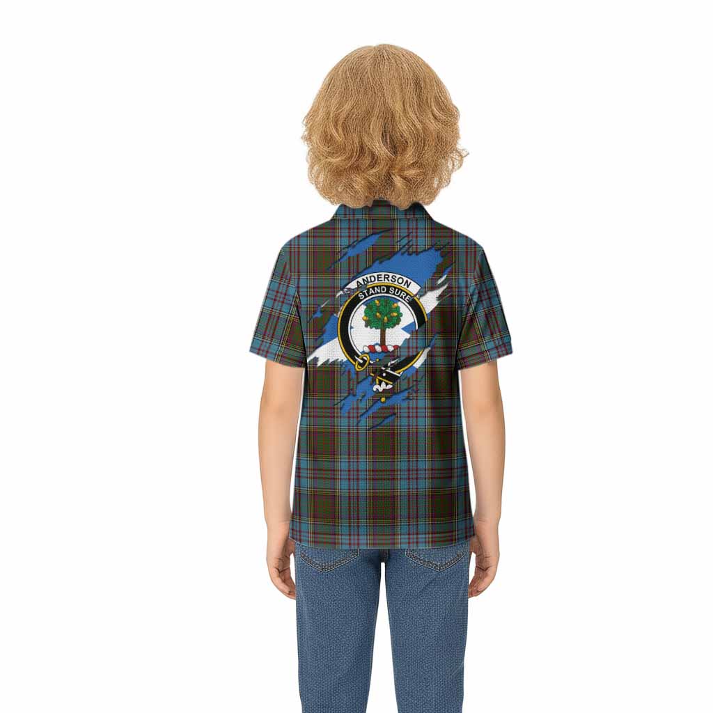Anderson Clan Crest In Me Tartan Kid Polo Shirt Scotland Flag Style