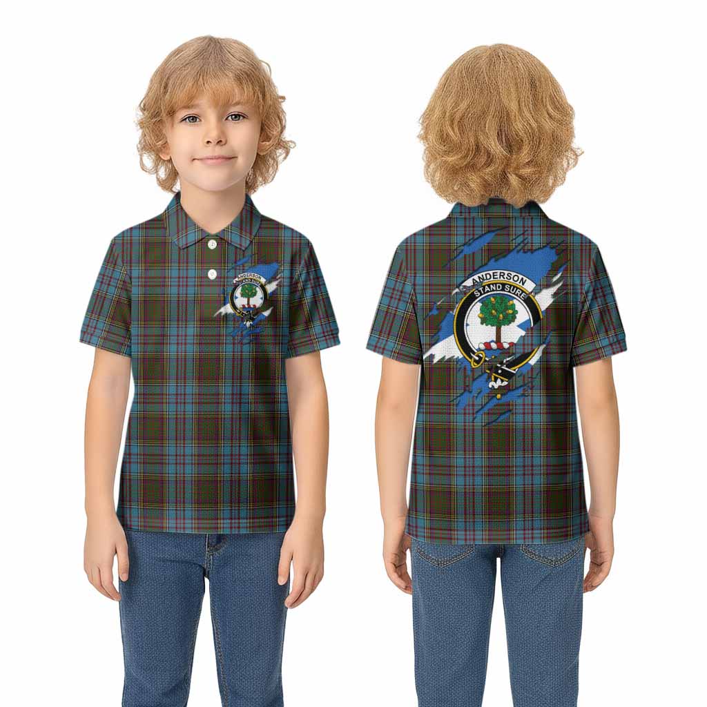 Anderson Clan Crest In Me Tartan Kid Polo Shirt Scotland Flag Style