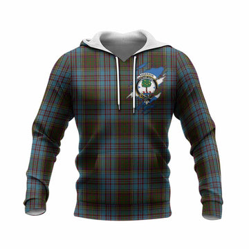 Anderson Clan Crest In Me Tartan Knitted Hoodie Scotland Flag Style