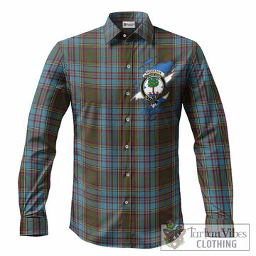 Anderson Clan Crest In Me Tartan Long Sleeve Button Shirts Scotland Flag Style