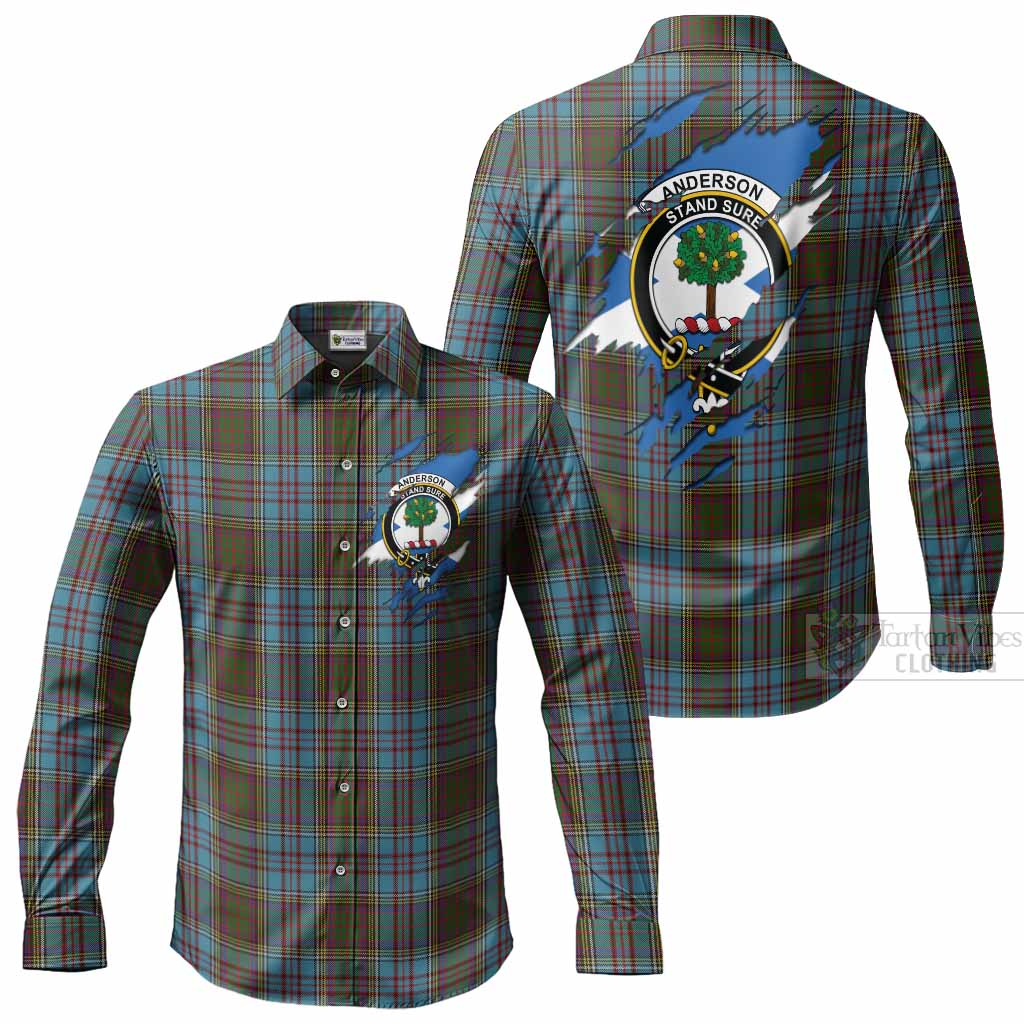 Anderson Clan Crest In Me Tartan Long Sleeve Button Shirts Scotland Flag Style