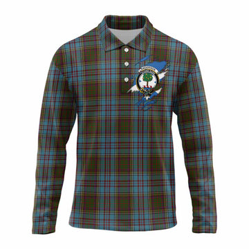 Anderson Clan Crest In Me Tartan Long Sleeve Polo Shirt Scotland Flag Style
