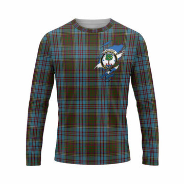 Anderson Clan Crest In Me Tartan Long Sleeve T-Shirt Scotland Flag Style