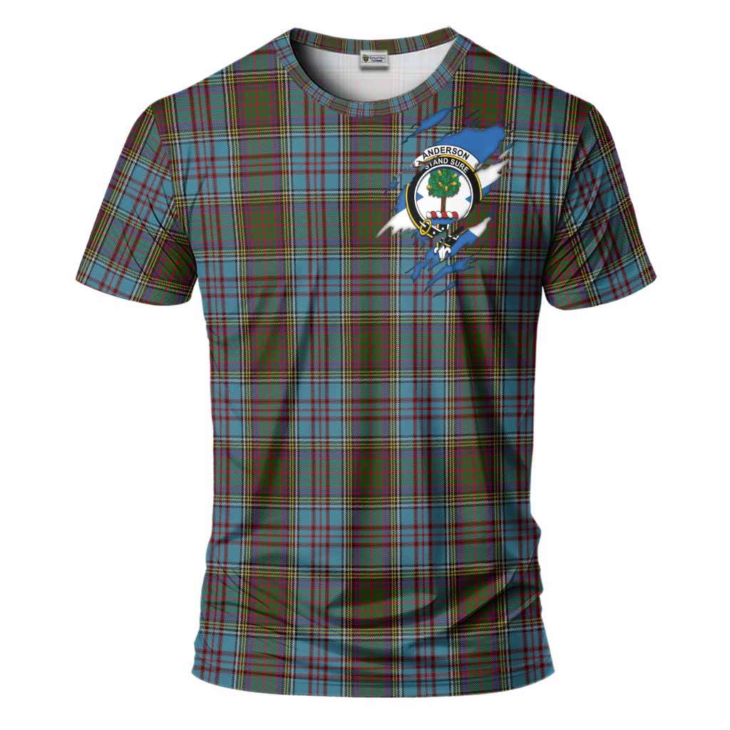Anderson Clan Crest In Me Tartan T-Shirt Scotland Flag Style