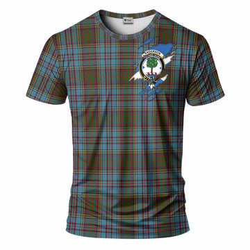Anderson Clan Crest In Me Tartan T-Shirt Scotland Flag Style