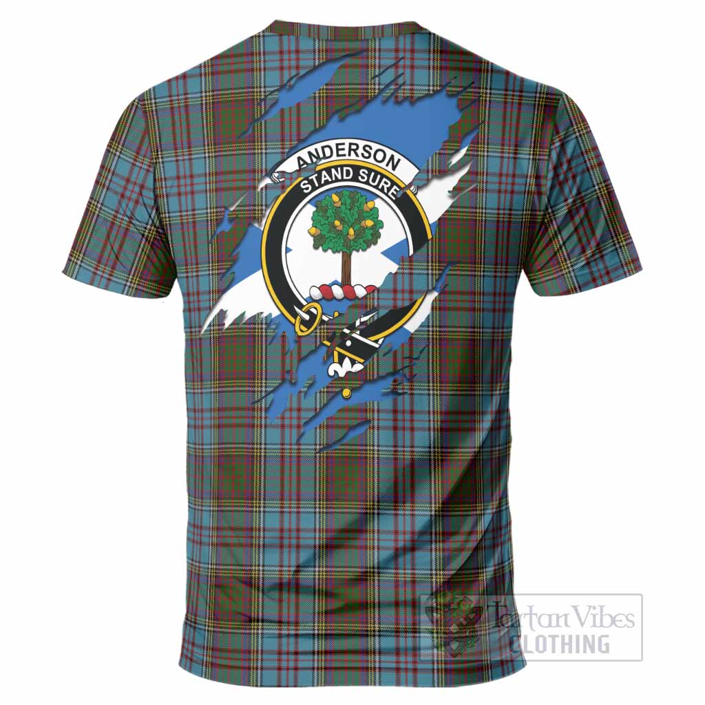 Anderson Clan Crest In Me Tartan T-Shirt Scotland Flag Style