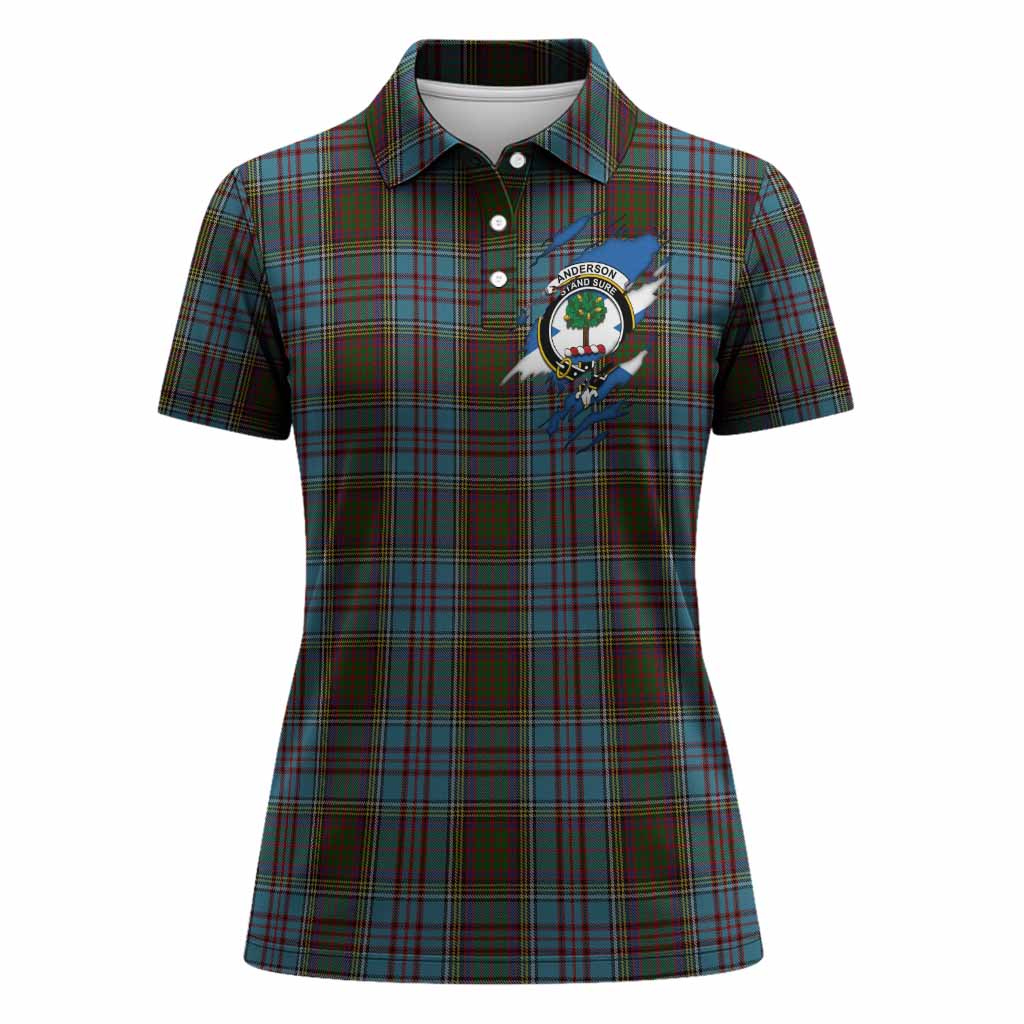 Anderson Clan Crest In Me Tartan Women Polo Shirt Scotland Flag Style