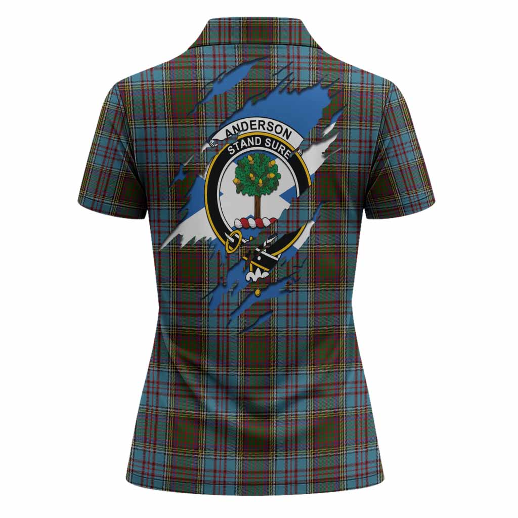 Anderson Clan Crest In Me Tartan Women Polo Shirt Scotland Flag Style