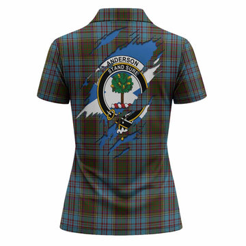 Anderson Clan Crest In Me Tartan Women Polo Shirt Scotland Flag Style