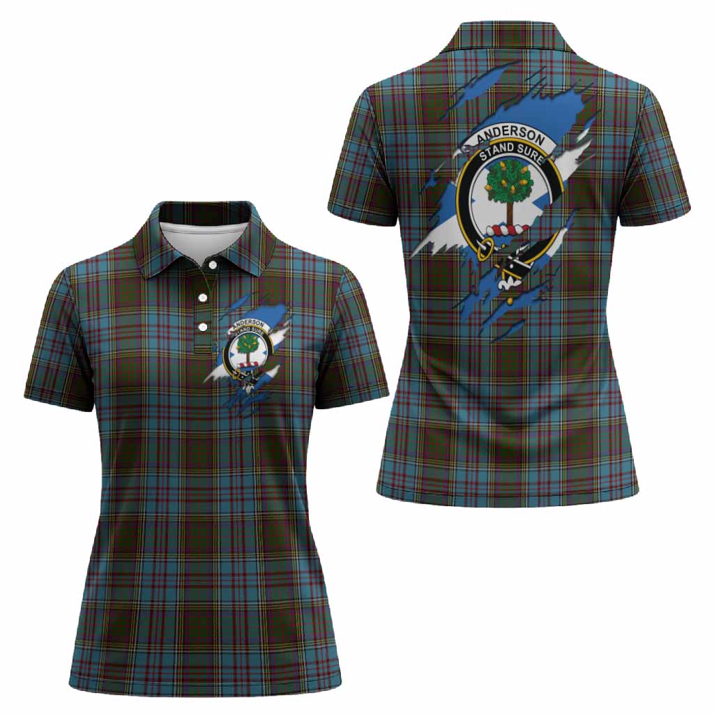 Anderson Clan Crest In Me Tartan Women Polo Shirt Scotland Flag Style