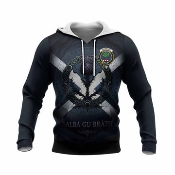 Anderson Clan Crest Knitted Hoodie with Celtic Knot Thistle and Saltire