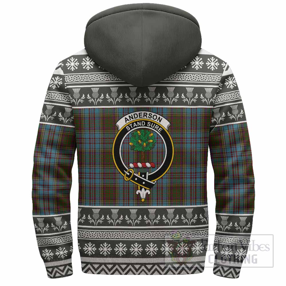 Anderson Clan Tartan Christmas Fleece Hoodie with Family Crest - Tartan Vibes Clothing