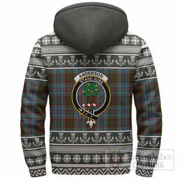Anderson Clan Tartan Christmas Fleece Hoodie with Family Crest