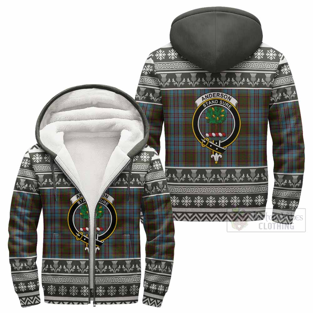 Anderson Clan Tartan Christmas Fleece Hoodie with Family Crest - Tartan Vibes Clothing