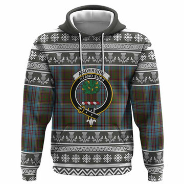 Anderson Clan Tartan Christmas Hoodie with Family Crest