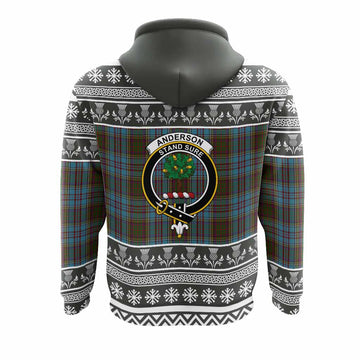 Anderson Clan Tartan Christmas Hoodie with Family Crest