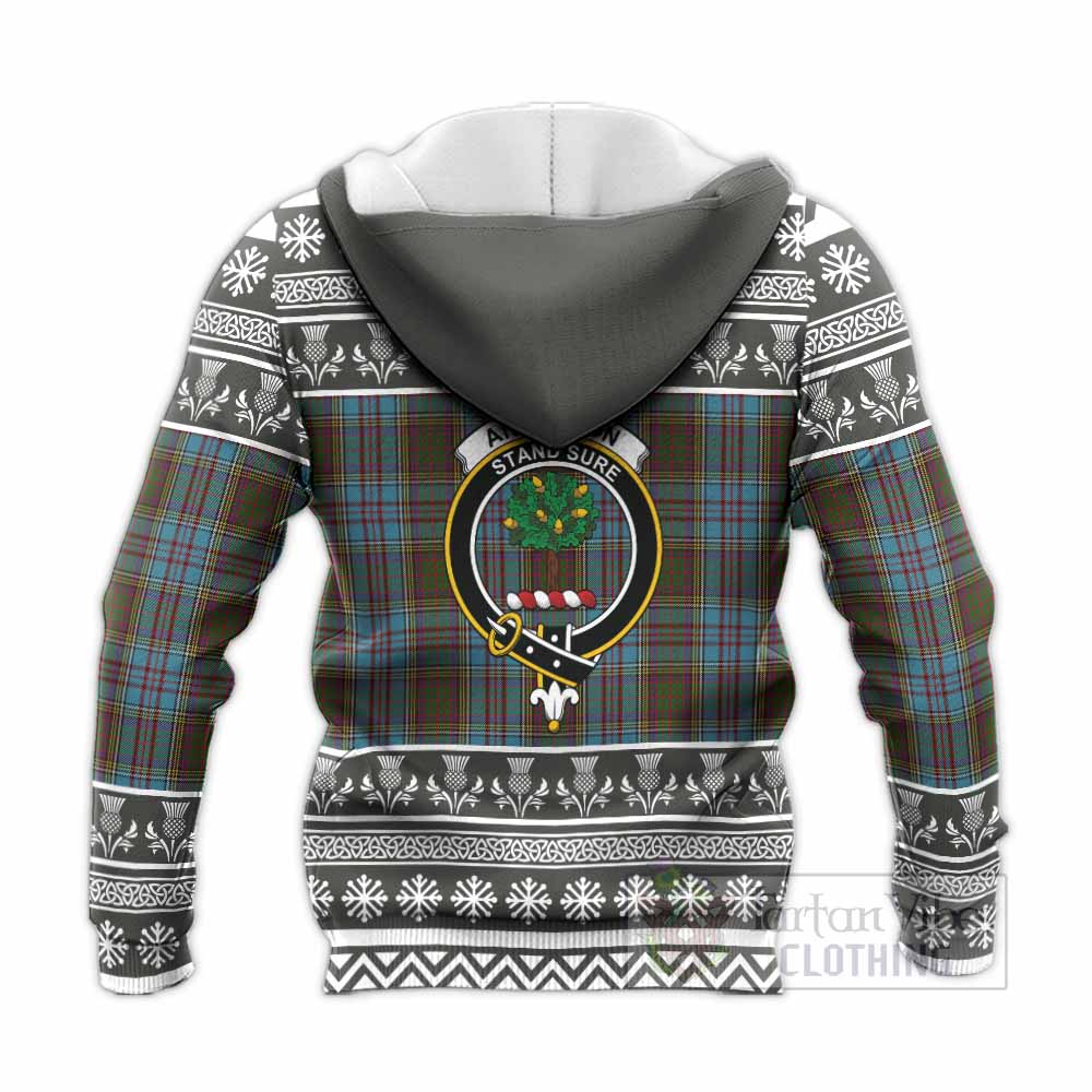 Anderson Clan Tartan Christmas Knitted Hoodie with Family Crest - Tartan Vibes Clothing