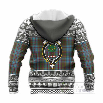 Anderson Clan Tartan Christmas Knitted Hoodie with Family Crest