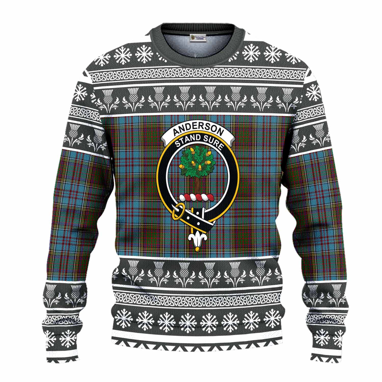 Anderson Clan Tartan Christmas Ugly Sweater with Family Crest - Tartan Vibes Clothing