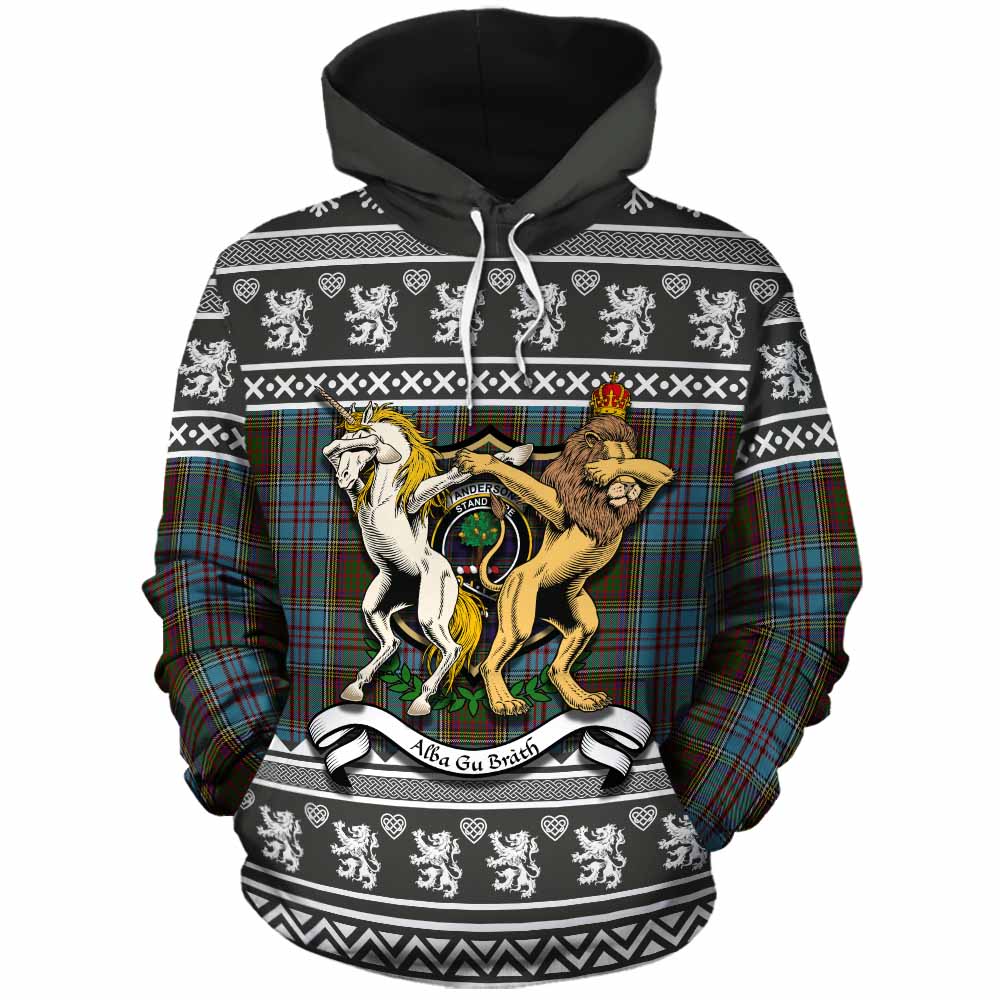 Anderson Clan Tartan Crest Christmas Cotton Hoodie Coat of Arms Funny Style - Tartan Vibes Clothing