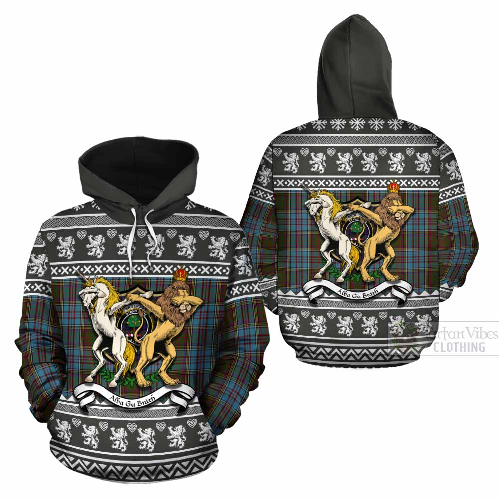 Anderson Clan Tartan Crest Christmas Cotton Hoodie Coat of Arms Funny Style - Tartan Vibes Clothing