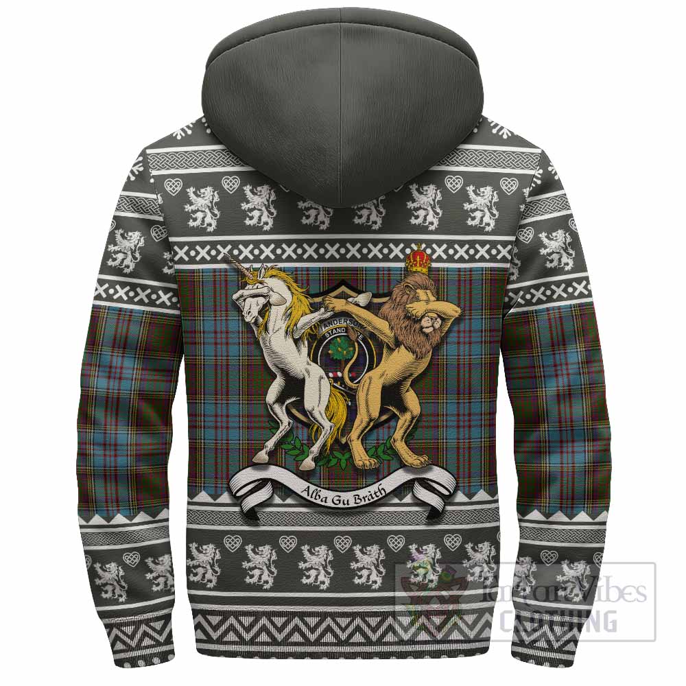 Anderson Clan Tartan Crest Christmas Fleece Hoodie Coat of Arms Funny Style - Tartan Vibes Clothing